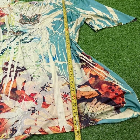 Me world women SZ XL plus SZ butterfly floral nature top blouse fairycore boho - Picture 2 of 6